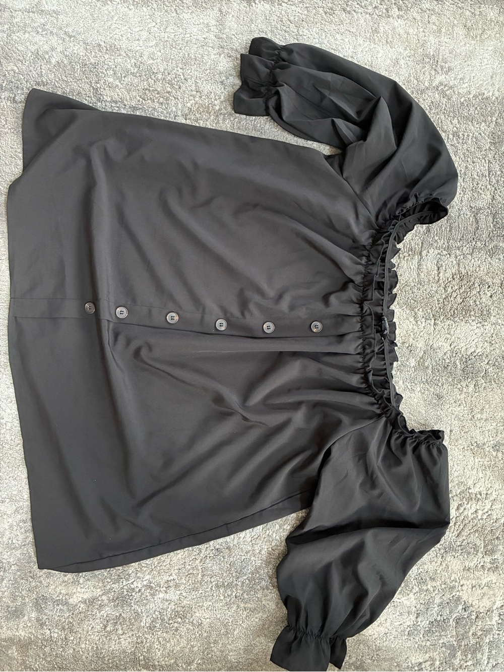 SHEIN Black Off-Shoulder Button-Front Blouse